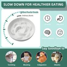 Bộ bát ăn chậm bằng gốm cho mèo - Thúc đẩy sự phát triển râu khỏe mạnh nhờ phương pháp ăn chậm - Bát đơn và bát đôi phù hợp cho cả thức ăn ướt và khô - An toàn khi sử dụng trong lò vi sóng và máy rửa chén - Dễ dàng vệ sinh - 7 OZ - Xem 3