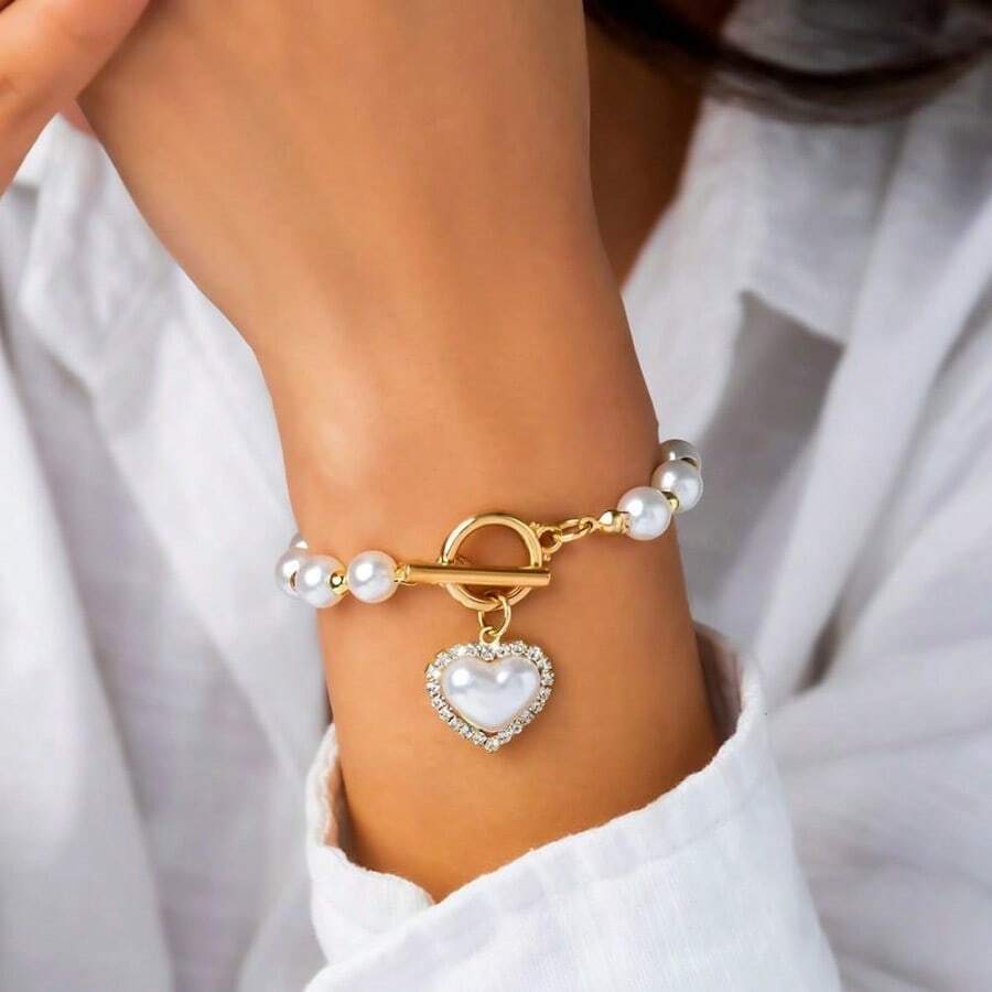 Juego de 4 pulseras de cadena gruesa de oro para mujer estilo bohemio y de cable - A - Ver 1