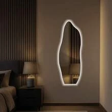 Decorative Organic Mirror With LED, Bivolt – Pinterest, Irregular Asymmetrical Design For Bedroom And Living Room - INCOLOR - 查看 1