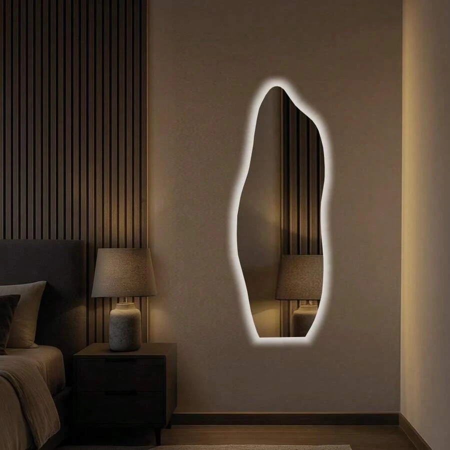 Decorative Organic Mirror With LED, Bivolt – Pinterest, Irregular Asymmetrical Design For Bedroom And Living Room - INCOLOR - 查看 1