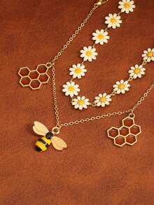 1 Set Cute Bee & Daisy Bracelet 2pcs, Stackable & Detachable - Daisy - View 2