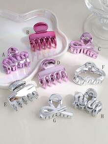 2pcs Women's Fashion Glossy Mini Hair Clips, Suitable For Daily Wear - Multicolor - View 1