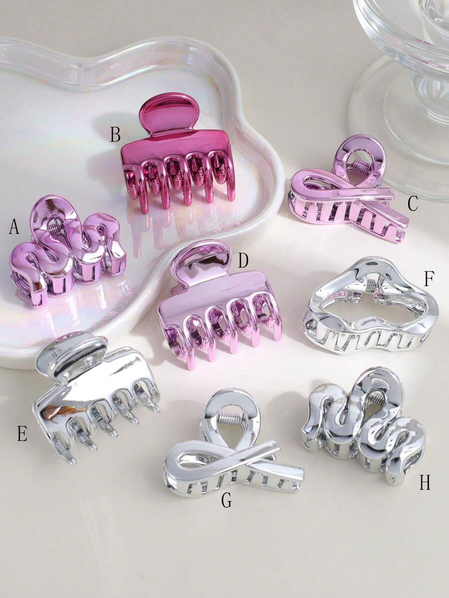 2pcs Women's Fashion Glossy Mini Hair Clips, Suitable For Daily Wear - Multicolor - View 1