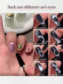 1支猫眼磁性笔，11厘米磁性钢珠笔，用于美甲，猫眼凝胶指甲油磁性棒，强磁性美甲工具 - 黑色 - 查看 3