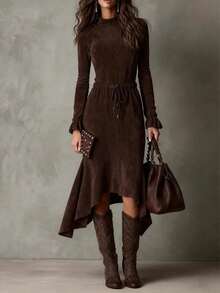 Women Midi Dresses - Coffee - View 5