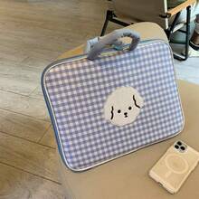 1pc Checkered Cute Cartoon Laptop Sleeve Bag, Fits 11/13 Inch Laptops, With Inner Lining, Essential For Back To School Season - Computer Handbag - View 8