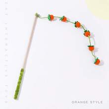 Cat Scratching Post Cat Toys, Feather Teaser Wand With Bells, Wooden Stick Tomato String Interactive Toys For Cats - Multicolor - View 13