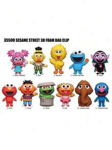 Monogram Sesame Street 1个芝麻街官方授权3D迷你人偶钥匙扣/包夹/背包挂件，随机一款，包含艾比、卡达比、伯特、大鸟、甜饼怪、冯伯爵、艾尔莫、厄尼、奥斯卡、佐伊、史纳菲、格罗弗等角色，惊喜生日派对礼物，送给朋友、粉丝、收藏家。 - 彩色 - 查看 6