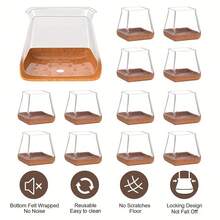 28-Pack New Arrival Felt Furniture Chair Leg Caps, 360° All-Around Protective Pads, Easy Install, Metallic Finish, Plastic Material, Home Renovation Hardware Accessories - Square Light Brown - View 2