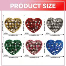 12 piezas Parches bordados con forma de corazón de bola de discoteca - Apliques de bordado vibrante aptos para vaqueros, sombreros, camisetas y mochilas - Disco Planet - Ver 2