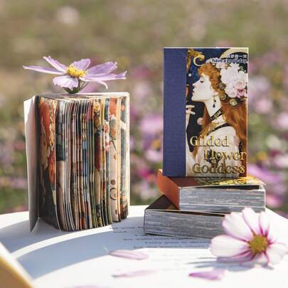 50pcs/Book Gold Deity Series Vintage Character Theme Stickers, Suitable For Decorating Frames, Computers, Phone Cases, Cups, Magazines, Pencil Cases, Luggage, Desktops, Personal Stickers, School Supplies, Christmas Gifts, Women's Gifts, Planner Decorations, Crafts, Cute Stationery