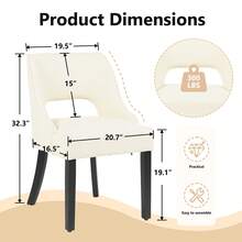 Wooden Dining Chairs Set Of 6, Modern Fabric Upholstered Dining Room Chair Kitchen Chairs, Farmhouse Dinner Chair For Kitchen Dining Room,Beige-Black Legs - 米色 - 查看 2