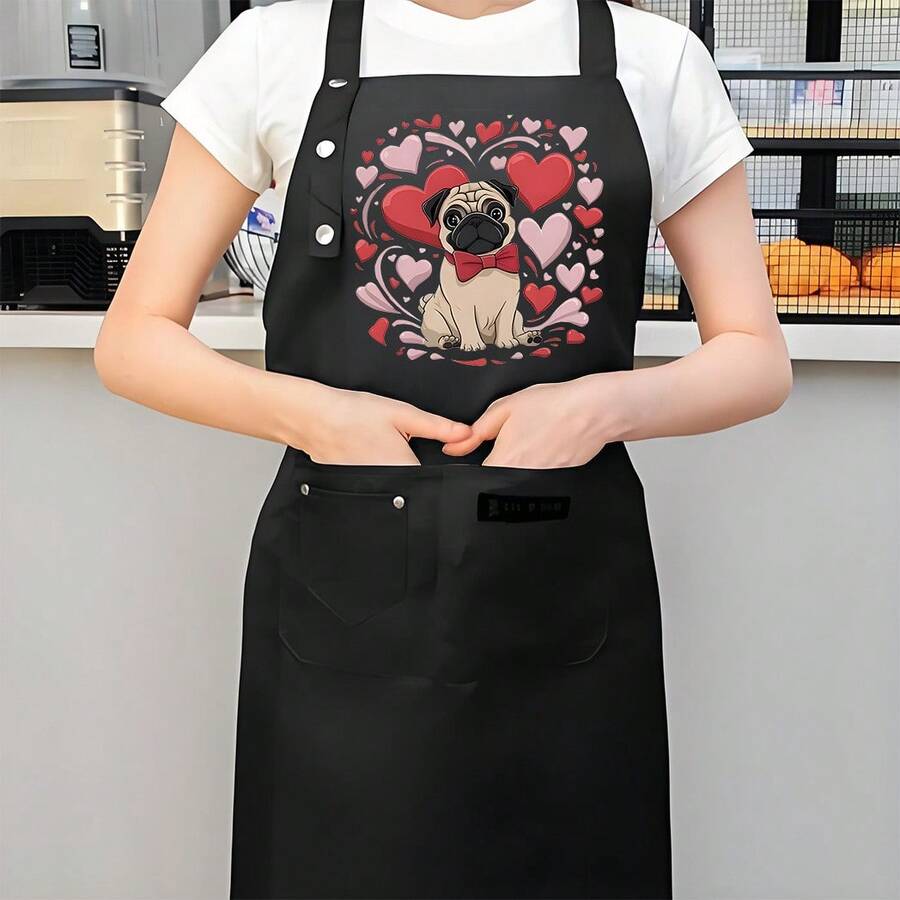 1-Piece Christmas Holiday Gift Exquisite Pattern Printed Kitchen Apron| Adjustable Strap Polyester Apron Suitable For Home Cooking, Restaurants, Food Trucks, And Food Service Uniforms - AZX0001 - 查看 1