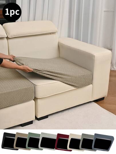 1 pieza/2 piezas/3 piezas Funda de cojín de asiento de sofá a rayas, funda protectora antideslizante y a prueba de polvo de unicolor minimalista clásica, adecuada para hotel, dormitorio, sala de estar