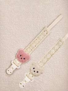 Clip de chupete de encaje con diseño de oso bebé, cadena de chupete para bebé, correa antiperdi da para juguete de dentición de bebé - Multicolor - Ver 10