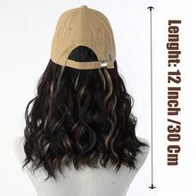 Khaki Peaked Cap With 3D Embroidery, Perm Wig With Dip-Dye - Brown - View 5