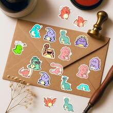 50Pcs Dinosaur Stickers - Cute Dinosaur Stickers With "So Shy", "Can't Reach" Funny Phrases, Kawaii Vinyl Decals For Water Bottle, School Bag & Emotional Learning - 50Pcs - View 10