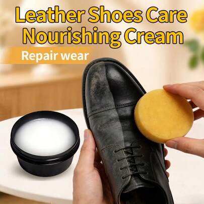 皮革护理滋养抛光蜡套装，包含抛光海绵，提升皮革光泽，修复褪色和老化痕迹，适用于皮鞋、皮包、马鞍、皮夹克、手提包、沙发等，蕴含优质蜂蜡