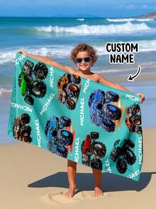 Personalized Children's Beach Towel, Perfect Summer Birthday Gift, Suitable For Various Summer Occasions. Customizable Beach Towel And Accessories, Applicable For Beach, Swimming Pool, Travel, Camping, Yoga And More. - Multicolor - View 2