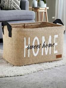 黄麻衣橱洗衣收纳袋、房间玩具收纳袋、可折叠储物篮 30x22x18 - 彩色 - 查看 2