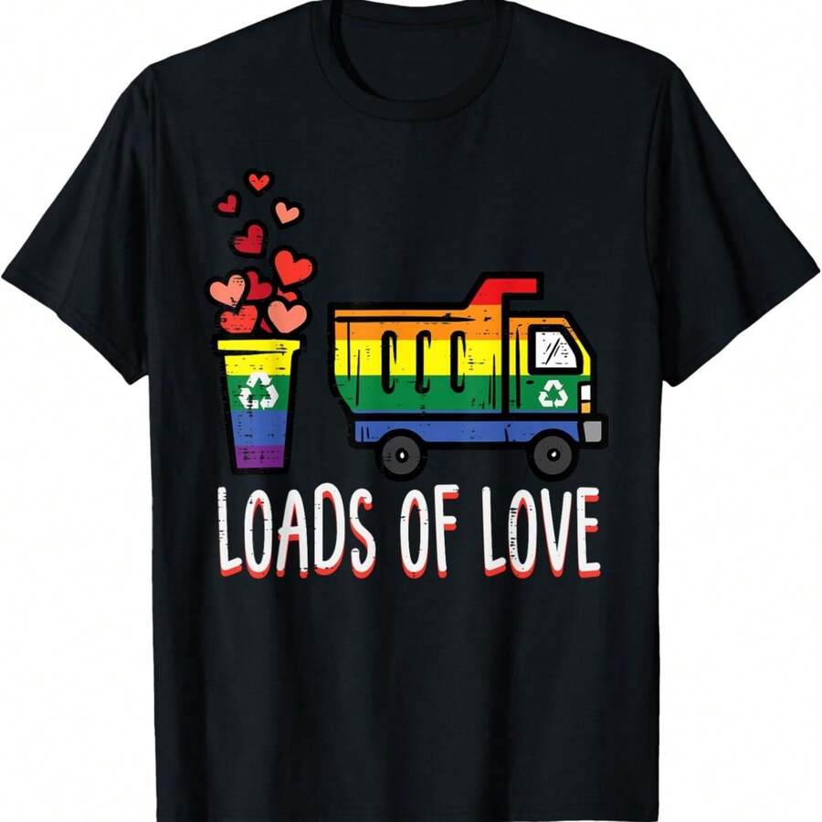 Gay Pride Dump Truck Loads Of Love Rainbow Lgbt Toddler Boys T-Shirt - màu đen - Xem 1