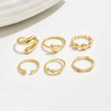 1 Set de Anillos de Pareja Asimétricos Geométricos Elegantes y de Moda - Multicolor - Ver 5
