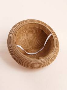 1顶男女童卡通睫毛熊草帽，卡通设计夏季遮阳帽，适合幼儿 - 1PC - 查看 5