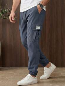 Men's Thin Casual Pants With Large Pockets, Elastic Cuffs, Suitable For Spring, Autumn And Summer - Grey - View 1