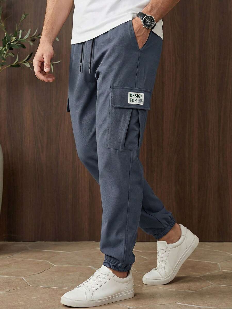 Men's Thin Casual Pants With Large Pockets, Elastic Cuffs, Suitable For Spring, Autumn And Summer - Grey - View 1