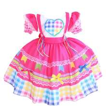 Luxury Dress For June Festival, July Festival, Square Dance, Saint John's Day With Tiara - Màu Hồng Tươi - Xem 2