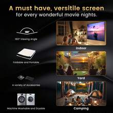 Projector Screen 72/84/100/120/150 Inch, Movie Projector Screen 16:9 Foldable And Portable Anti-Crease Indoor Outdoor Projection Double Sided Video Projector Screen For Home, Party, Office, Classroom - Black and White - View 5