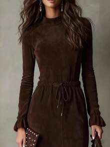 Women Midi Dresses - Coffee - View 2