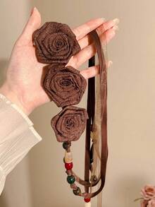 1pc Bohemian Fabric Rose Waist Chain, Casual Bohemian Fabric Waist Belt/Sash For Wedding Party, Birthday Gift, St. Patrick's Day Gift - Multicolor - View 4