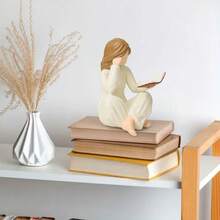 1pc 3D Reading Woman Statue, Book Lover Gift, Female Thinker Statue, Teacher, Student, Librarian, Book Reader Graduation, Reading Statue, Home Decor, Book Theme, Bookshelf, Bookcase, Book Corner - Girl Reading a Book - View 6