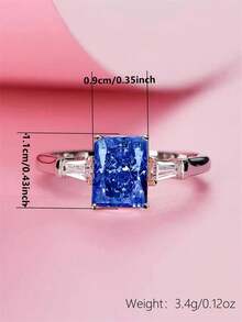 1 buah Cincin Wanita Bertema Kubik Zirkonia, Cocok untuk Pernikahan, Pertunangan, Hari Valentine, dan Hadiah Pesta - Biru - View 9