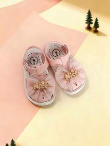 女童夏季软底透气凉鞋，婴儿学步鞋 - 粉色 - 查看 2