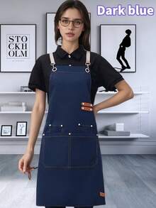 1pc Durable Waterproof Canvas Work Apron With Pockets And Adjustable Strap, Suitable For Nail Salons, Cafes, Restaurants, Bars, Bakeries And Staff ﻿ - Multicolor - View 12