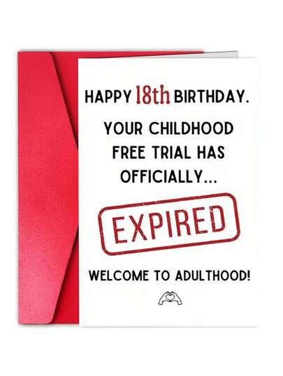 1Pc Birthday Card For 18-Year-Old Teenagers, Given To Sons, Daughters, Nephews And Nieces, Fun 18-Year-Old Gift, Adult Etiquette Party Decoration, With Envelope Attached