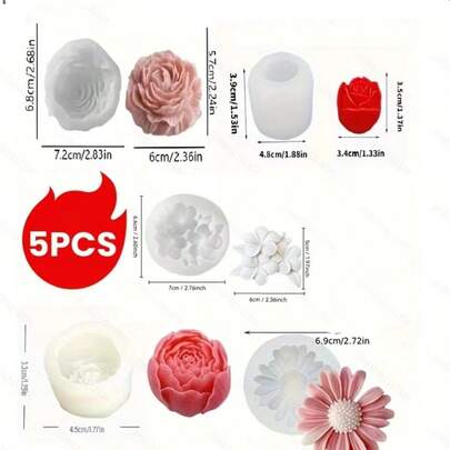 Khuôn silicon hình hoa hồng, hoa cúc, hoa hướng dương, dụng cụ thủ công tự làm xà phòng, nhựa, nến trang trí hoa.