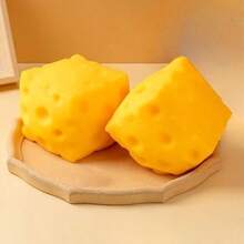 1pc 6cm Square Cheese Squishy Toy, Slow Rebound, Cheese Texture, Perfect Birthday/Holiday Gift - Multicolor - View 7