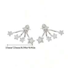 1 Pair Women's Pure Silver Starry Sky Earrings, Luxury Zirconia Inlaid, Fashionable Sparkling, Suitable For Gifts, Parties, Music Festivals, Low Allergy, Christmas Celebration, Fashionable Earrings, Exquisite Craftsmanship, Statement Earrings, Fashionable Earrings, Women's Fashion - Starry Sky Earrings - View 6
