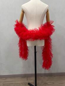 1 pieza Chal nupcial de tul esponjoso blanco, accesorio de bufanda larga y lujosa con cuello abultado para boda - Multicolor - Ver 11