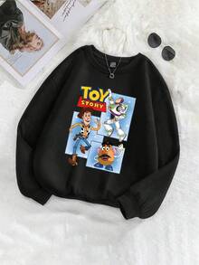 Disney Officially Licensed Kids Sweatshirt Unisex For Boys & Girls 100% Polyester Ultra Comfortable Super Soft Black Toy Story Print Design Ages 1-14 Everyday Stylish Essential High Visual Appeal High Turnaround Rate Relaxed Fit Disney Limited Edition Look New Arrival Express Delivery - Black - View 2