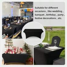 6FT Spandex Table Covers 2 Pack - Black Stretch Fitted Rectangular Tablecloth Washable And Wrinkle Resistant Spandex Tablecloths For Party Wedding Banquet Events And Home  Dfe - Black - View 6