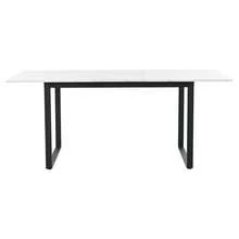 Telescopic Dining Table. 140/180x80x75cm, Metal Iron Legs And Square Tubes (Modern White MDF Top With Marble). - White - View 5