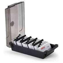 Porta-cartões de visita para mesa, caixa grande de plástico para guardar cartões de visita com tampa, porta-cartões de crédito, organizador de documentos para uso no escritório e em casa, comporta 500 cartões de 8,9 cm x 5,6 cm. Artigos de escritório, acessórios para escritório. - A - Ver 7