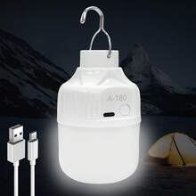 1 bóng đèn sạc ánh sáng ấm, 3 chế độ chiếu sáng, đèn sạc điện thoại USB, nhiều chế độ chiếu sáng, thích hợp cho gia đình, ngoài trời, trường hợp khẩn cấp, chợ đêm, chiếu sáng ngoài trời. - trắng - Xem 13