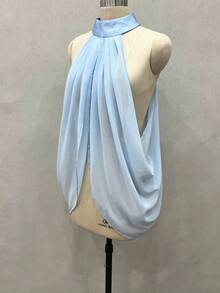 1件黑色薄纱蓬蓬新娘披肩，白色蓬松短款婚礼配饰 - 彩色 - 查看 11