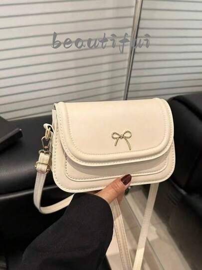 新款可爱蝴蝶结迷你马鞍包 时尚斜挎包 夏季潮流ins风单肩包 女士小方包 适合购物、通勤 小包 可爱 蝴蝶结