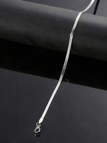 1pc Stainless Steel Men's Necklace, Simple Fitness Style, Square Snake Chain, Unisex Clavicle Chain - Multicolor - View 10